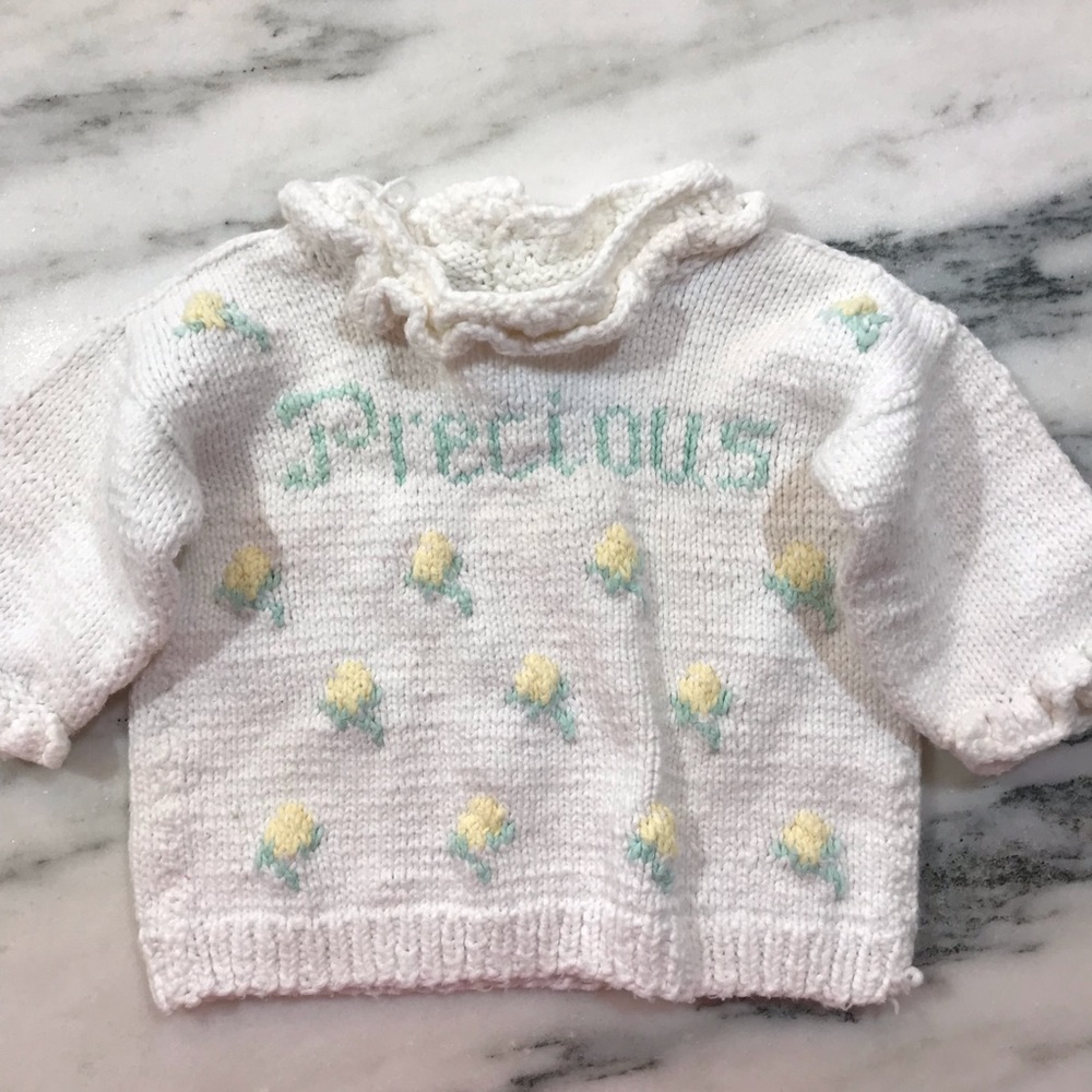 Handmade knit sweater baby girls